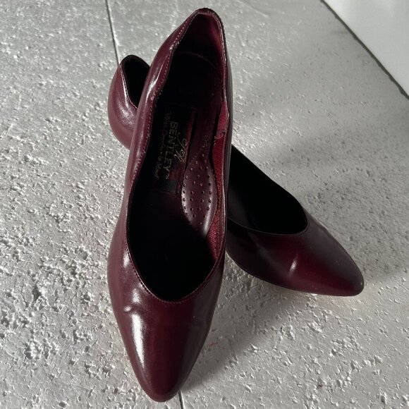 Bentley SZ 5.5 Burgundy pointed toe pump kitten heel Dressy Office Timeless Clos - Picture 7 of 12